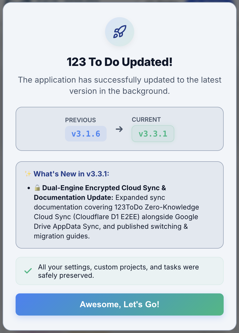 123 ToDo Automated Version Update Notification